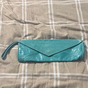 Maurizio Taiuti Teal Envelope Wristlet Clutch